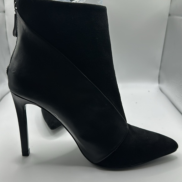 ZARA Black Suede & Leather Ankle Boots - Picture 7 of 10